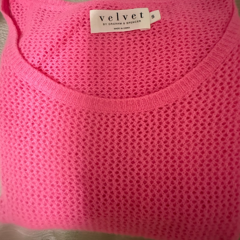 Velvet by Graham & Spencer Vibrant Pink Crew Neck Sweater